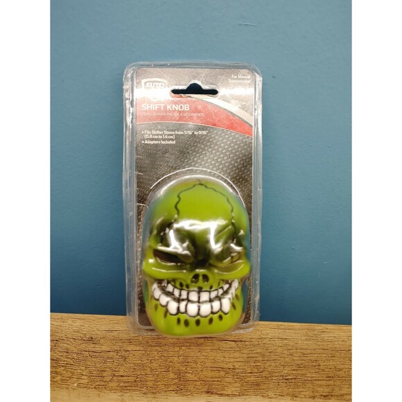 SKULL SHIFTER KNOB NEW AUTO DRIVE GREEN ALUMINUM 2013 FITS 5/16 TO 9/16" - Picture 4 of 4